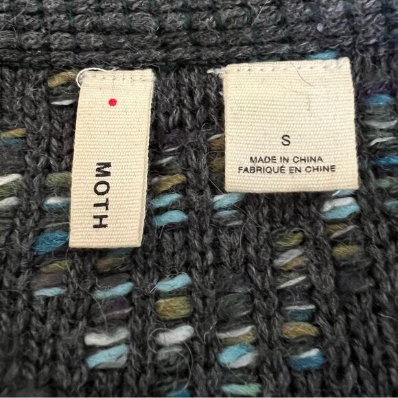 Anthropologie Moth Women Chunky Knit Cardigan Sweater Size S Wool Blend Boho - Picture 8 of 9